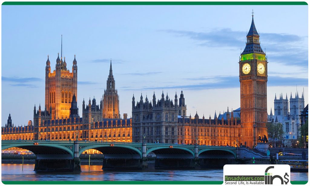 عکسی از غروب از ساختمان بزرگ big brn که شبیه قصر است و برج ساعت دارد و در کنار رودخانه لندن است - زندگی در لندن