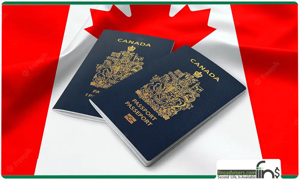 تصویر دو عدد ویزای کانادا که بر روی پرچم کانادا قرار گرفته است